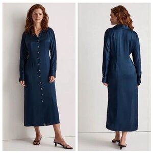madewell silk fable dress Madewell Silk Fable Dress in Leaf Shade Blue